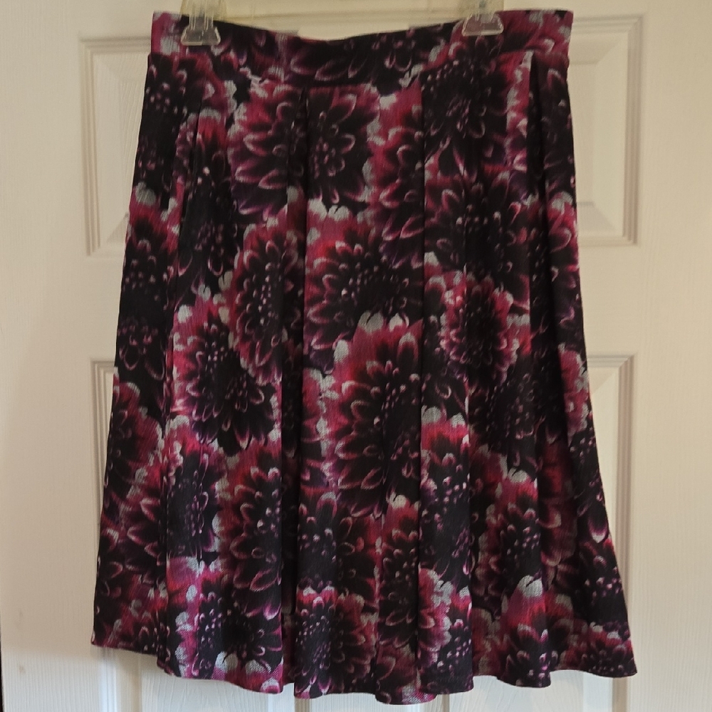 LuLaRoe A-Line Skirt - Purple/pink and Black Floral Size L